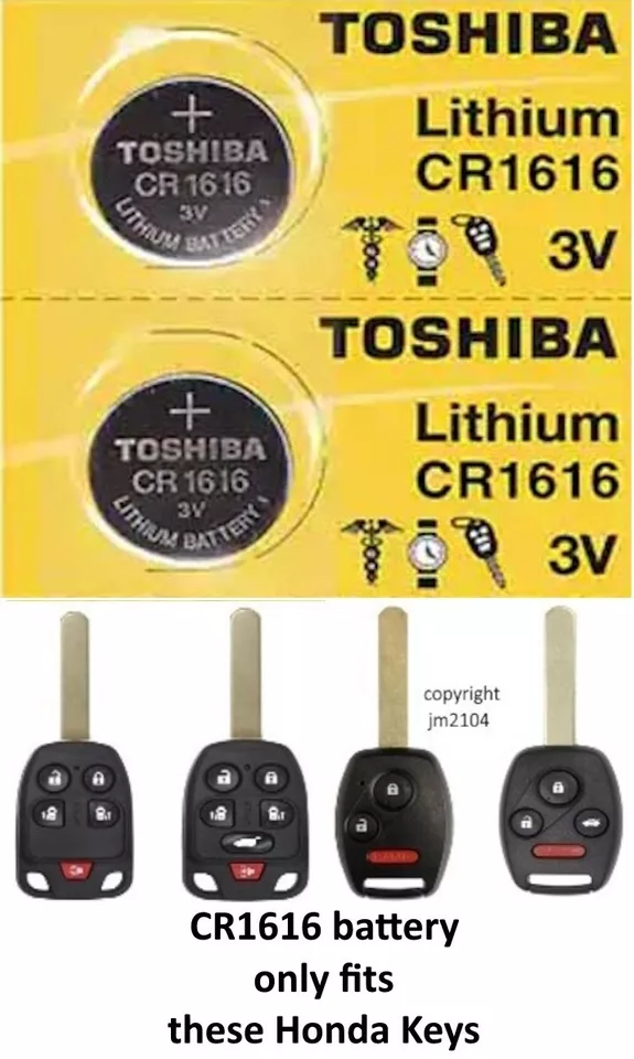 2 PK Remote Key Fob 3v Lithium Battery CR1616 Fits Acura MDX RDX TL TSX ZDX