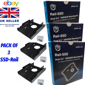 3 PACK Jedel SSD Mounting Kit Frame To Fit 2.5" SSD Or HDD Into A 3.5" Drive Bay - Afbeelding 1 van 7