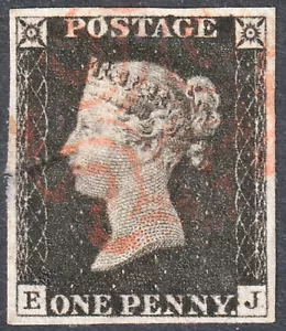1840 SG2 AS5 1d PLACA NEGRA 1b REENTRADA CRUZ ROJA 4 MÁRGENES FALLA (EJ) - Imagen 1 de 2