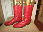 JUSTIN Red Leather Roper Cowgirl Boots Women's Size 7.5 B Style L3055 USA