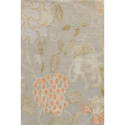 Tibetan  Wool & Silk Transitional 2' x 3' Hand Knotted Oriental Area Rug Gray - Image 1 of 4
