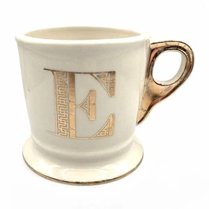 Anthropologie Mug - Monogrammed Gold Letter E Coffee Mug - Shaving Mug - Picture 1 of 8