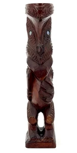 Vintage HAND CARVED MAORI MYTHICAL WOODEN SCULPTURE New Zealand 21 cm - Picture 1 of 12