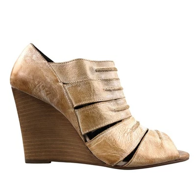 Botas al tobillo Max Studio para mujer talla 7,5 M marrón tostado punta abierta tacón de cuña Foto 1 de 4