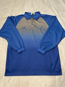 Vintage 90s Puma NFL Detroit Lions Long Sleeve Collared Shirt Mens L Jersey Vtg - Picture 1 of 12