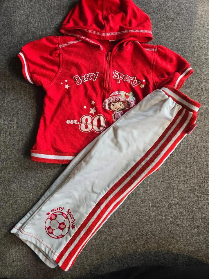 Size 6 girls strawberry shortcake set track pants  and top - Image 1 of 4