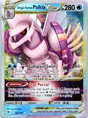 #040/189 Origin Forme Palkia VSTAR SWSH10: Astral Radiance Ultra Rare - Image 1 of 2