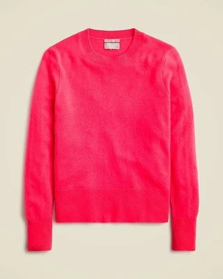 Nuevo con etiquetas Suéter J.Crew Cashmere Ajuste Clásico Cuello Redondo en Neón Fresa Brillante S Foto 1 de 4