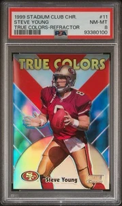 1999 Stadium Club Chrome #11 STEVE YOUNG TRUE COLORS REFRACTOR PSA 8 MINT 49ers - Picture 1 of 2