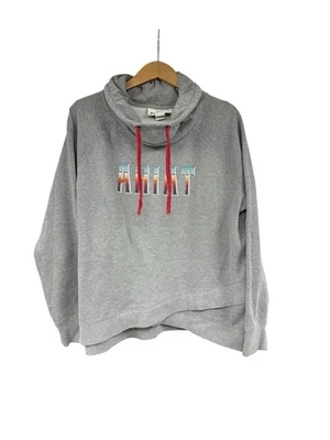 Ariat Women's REAL Crossover Sweatshirt Gray Cowl Neck color Logo Spell Out XXL - Image 1 of 4