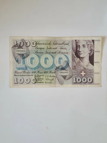 SWITZERLAND , 1000 Franken 1957 , P.52B Cover