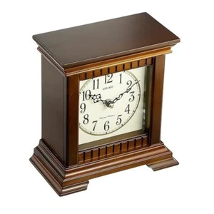 Seiko Brown Wooden Case with Chime Mantel Clock QXJ028BLH - Picture 1 of 2