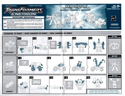 Transformers Energon Perceptor Mini-Con Team Instruction Sheet Hasbro 2004 - Image 1 of 2