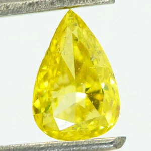 Diamante suelto en forma de pera elegante color amarillo mejorado certificado SI1 1,01 quilates - Imagen 1 de 9