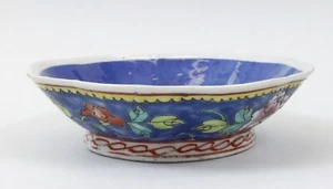 Antique Chinese Porcelain Footed Bowl 8" Blue Painted Floral (chipped) - Picture 1 of 9