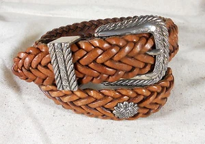 Brighton Kids Brown Braided Leather Daisy or Sunflower Belt Children's L - Picture 1 of 5