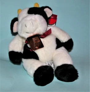 Russ Berrie plush black & white cow w bell, "Jangles" #6425, farm 8 inch New, - Picture 1 of 3