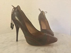 Alexander McQueen Plateau-Pump braun Leder hinten mit Spitzendetail. Wm Gr 38 1/2 M. - Bild 1 von 12