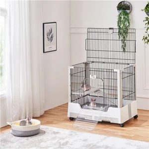 Rolling Rabbit Cage with Tray 67 cm H for Small Animals/Guinea Pig/Ferret - Picture 1 of 6