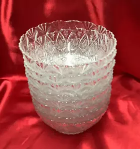 Juego de 8 cuencos de vidrio vintage de 5" con ventilador alto y patrón estrella - s4c - Imagen 1 de 4