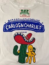 Vintage Carlos' N Charlies Bar Grill Clothesline T-Shirt L Single Stitch Cancun
