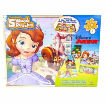 Совершенно новый Disney Junior 5 деревянные головоломки София Джейк Ламби Doc Mcstuffins - Изображение 1 из 4
