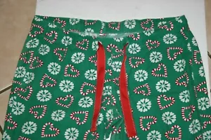 Navidad Copo de Nieve Pijama Adulto Grande 36x30 Antiguo Azul Marino Bastón de Caramelo Pantalones Mujer - Imagen 1 de 9
