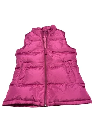 Chaleco acolchado ligero Lands End rosa tartán empacable niños grande 14 Foto 1 de 4