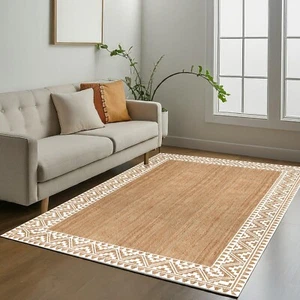 voyzz home Natural Jute Braided Area Rug, 5X8-feet Rectangular Printed Jute R... - Picture 1 of 9
