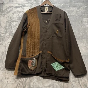 Bob Allen Hunting Shooting Jacket Suede Padded Shoulders L Full Zip USA VTG - Picture 1 of 14