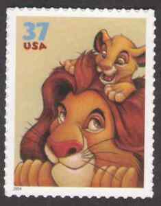 US. 3867. 37c. Mufasa, Simba. The Art of Disney: Friendship. Mint. NH. 2004 