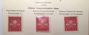 US STAMP  EDISON COMM. ISSUE SCOTT # 654-5-6 - Picture 1 of 1