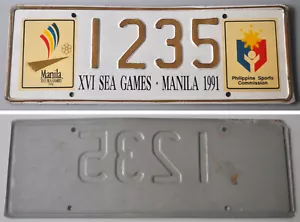 1991 Philippines XVI SEA GAMES Manila Car Plate # 1235 - Picture 1 of 4