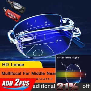 Folding Reading Glasses Anti Blue Light Presbyopic Glasses Portable with Case - Picture 1 of 13