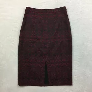 Halogen Pencil Skirt 6P Womans Petite Size Black Purple Front Slit Knee Length - Picture 1 of 11