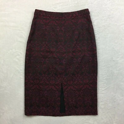 Halogen Pencil Skirt 6P Womans Petite Size Black Purple Front Slit Knee Length  - Image 1 of 4
