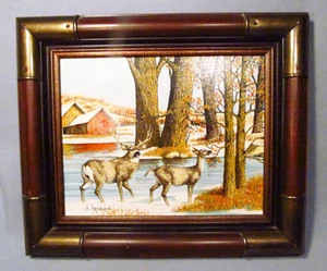 Hargrove Signed Deer in Winter Framed Serigraph w/ Certificate of Authenticity - Picture 1 of 6
