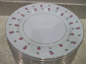 2 Noritake Rosalie Dinner Plates 10" Rose & Gold Leaves & Trim 1948-1955 - Picture 1 of 3