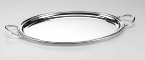 Bandeja Ovalada Plateada Plata Con Asas Estilo Inglés - Imagen 1 de 2