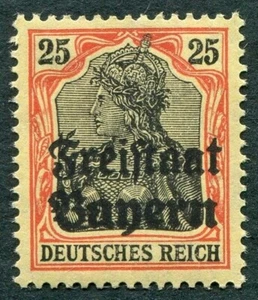 BAVARIA 1919 25pf black and red on yellow paper SG222 MNH FG Germania b ##a1 - Picture 1 of 1