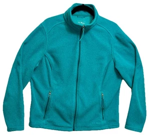 LL Bean Fleece Jacket Women L Lightweight Fitted Full Zip Long Sleeve Teal Blue - Picture 1 of 8
