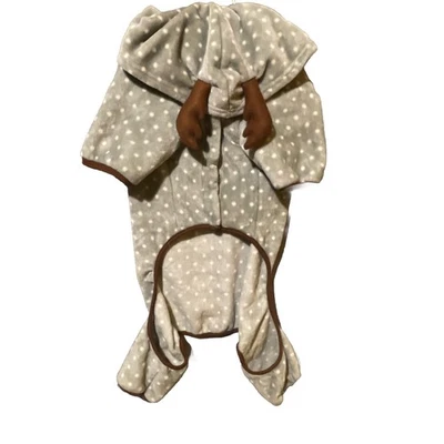 LuvGear 狗小狗睡衣带鹿角柔软灰色带白色圆点 XL 码 — 第 1/4 张图片