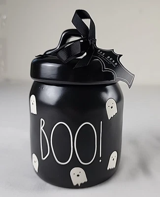 NWT Rae Dunn Black BOO! Ghost Small Halloween Canister 2023 Artisan Collection - Image 1 of 4