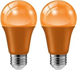 2 Pack 9W (60W Equivalent) 120V E26 Base A19 LED Colored Light 2 Pack, Orange  - Picture 1 of 6