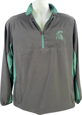 Colosseum Athletics Men’s Black/Green MSU 1/4 Zip Windbreaker Jacket - S - Image 1 of 4