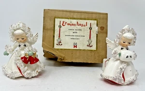 HOLT HOWARD Weihnachten Hermelin Engel Kerzenhalter Set 1958 Muff Glocken Spaghetti - Bild 1 von 7