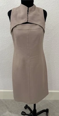 Vestido Narciso Rodriguez Manga Corte Bodycon Lana 44 Beige Foto 1 de 4