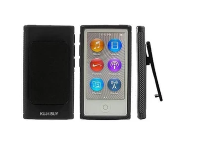 Apple iPod Nano 7 Case Soft TPU Gel Cover with Belt Clip (Black) iPod Belt Clip - Image 1 of 2
