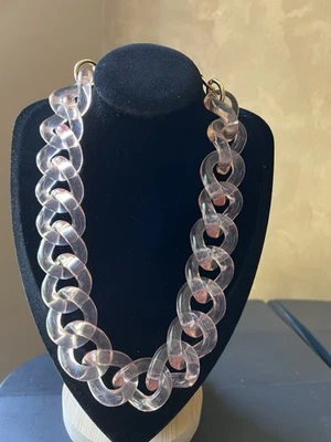 J.Crew Chunky Light Pink Lucite Chain Link Necklace - Image 1 of 4