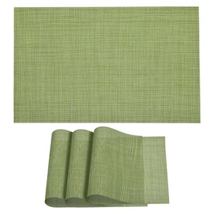 Set of 4 Place Mats 450x300mm Table Mats PVC Washable Woven Placemat Grass Green - Picture 1 of 6